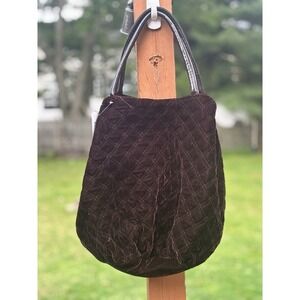 Murval Brown Quilted Velvet Hobo Bag With Inside Pouch  Whimsigoth Forest Grunge